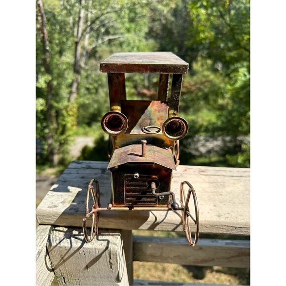 VTG Model T Ford Copper Metal Car Music Box Happy Days Are Here Again Wind-Up - Picture 3 of 12